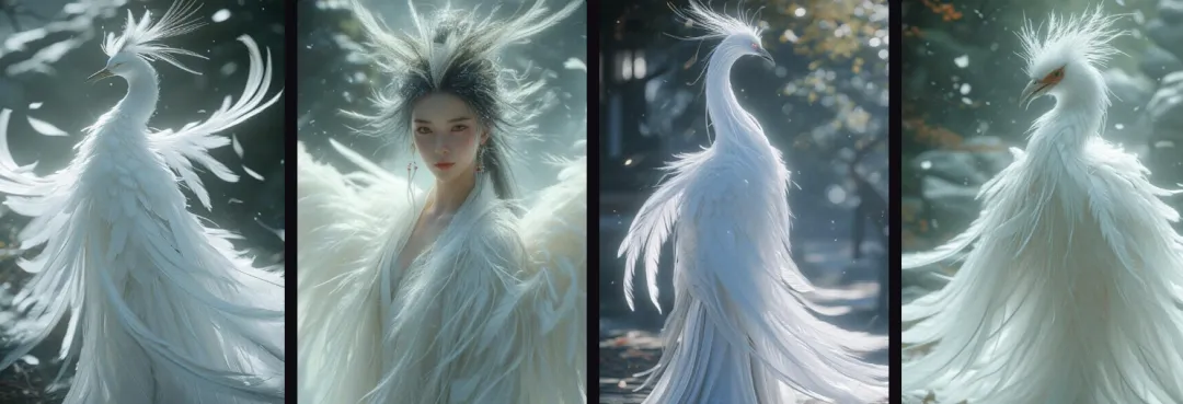 （附提示词）山海经神兽AI生成，雪白神鸟图片绘画