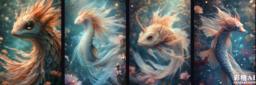 （附提示词）山海经神兽AI生成，蠃鱼图片绘画