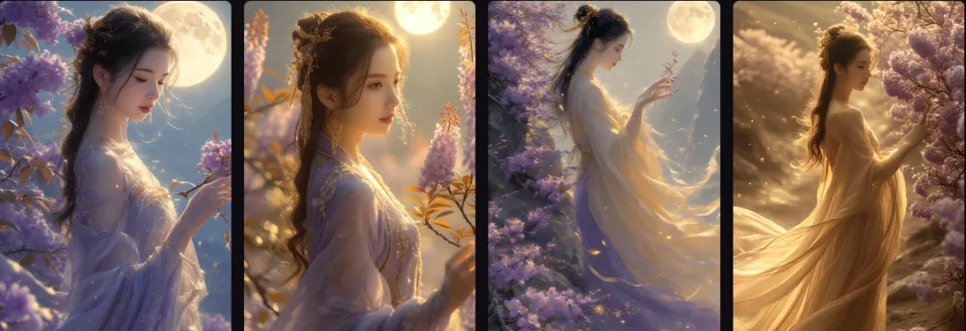 山海经神兽AI生成，紫荆花妖图片制作（附提示词）